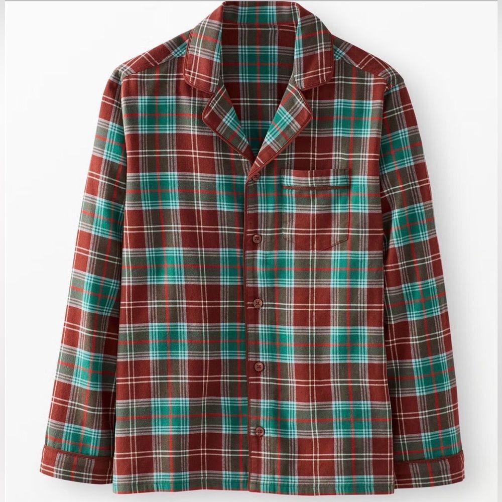HannaโAndersson Adult Holiday Flannel Pajama Top Red Various Sizes NWT IN PKG